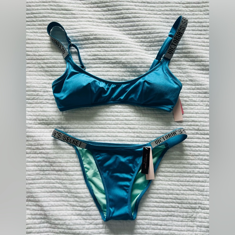 Victoria's Secret Blue Bikini with Branded Straps